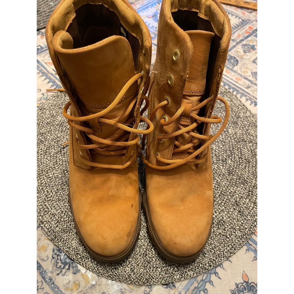Timberland Allington Heights Wheat Nubuck Leather Heeled Boots A2MQS Womens 8.5 - Picture 2 of 7